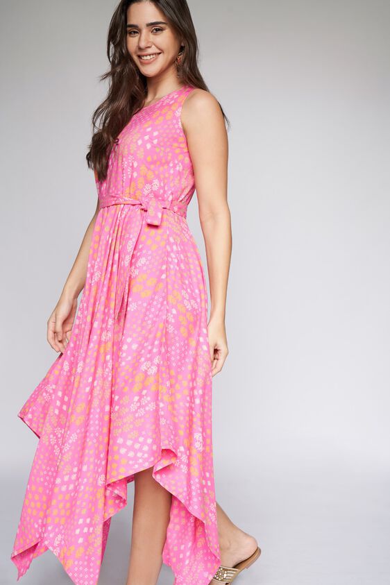 2 - Pink Floral Fit and Flare Dress, image 2
