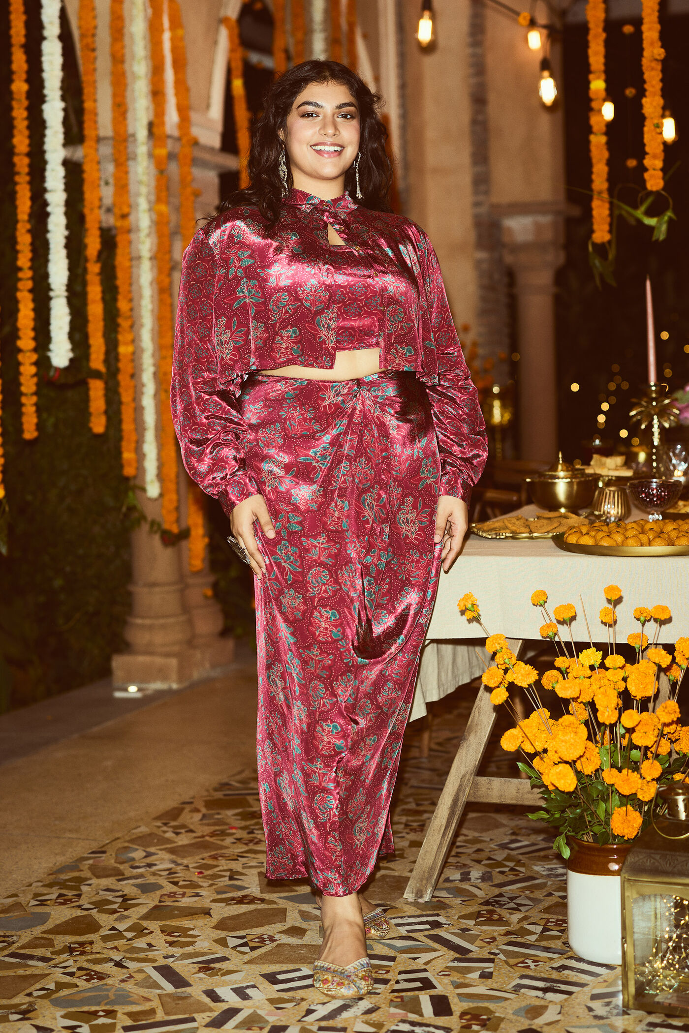 Meetha Ber Wine Skirt Set