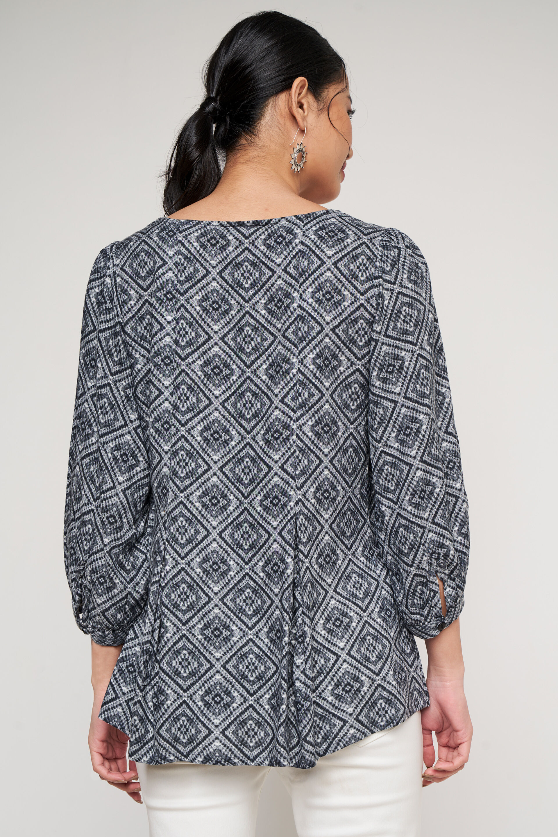 Black Geometric Flared Top, Black, image 6