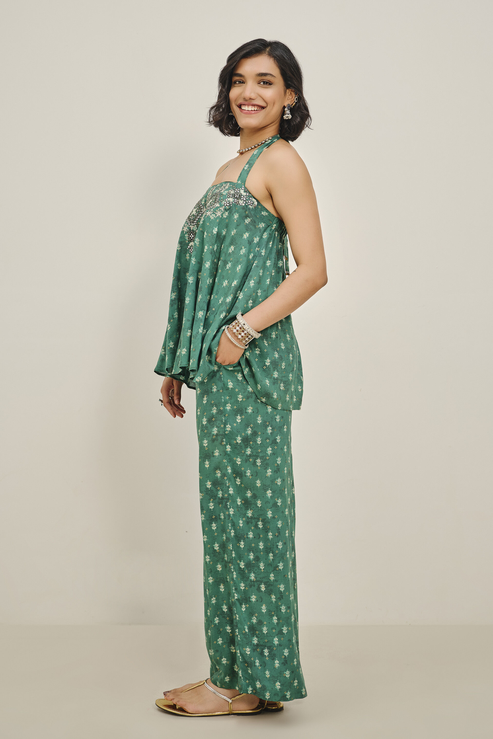 Teal Twinkle Embroidered Co-ord Set, Teal, image 5