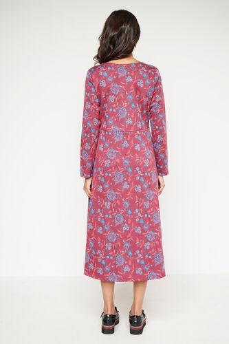 Coral Jacquard Flared Slip-On Dress, Coral, image 5