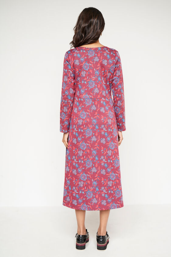 Coral Jacquard Flared Slip-On Dress, Coral, image 5