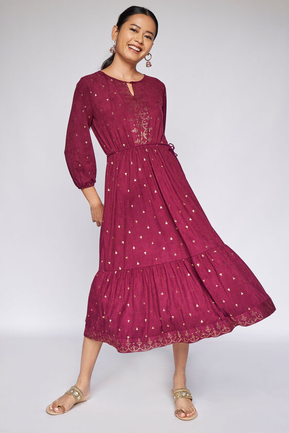 6 - Wine Gathers or Pleats Fit and Flare Gown, image 6