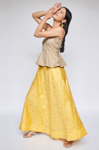 1 - Mustard Ethnic Motifs Flared Skirt, image 2