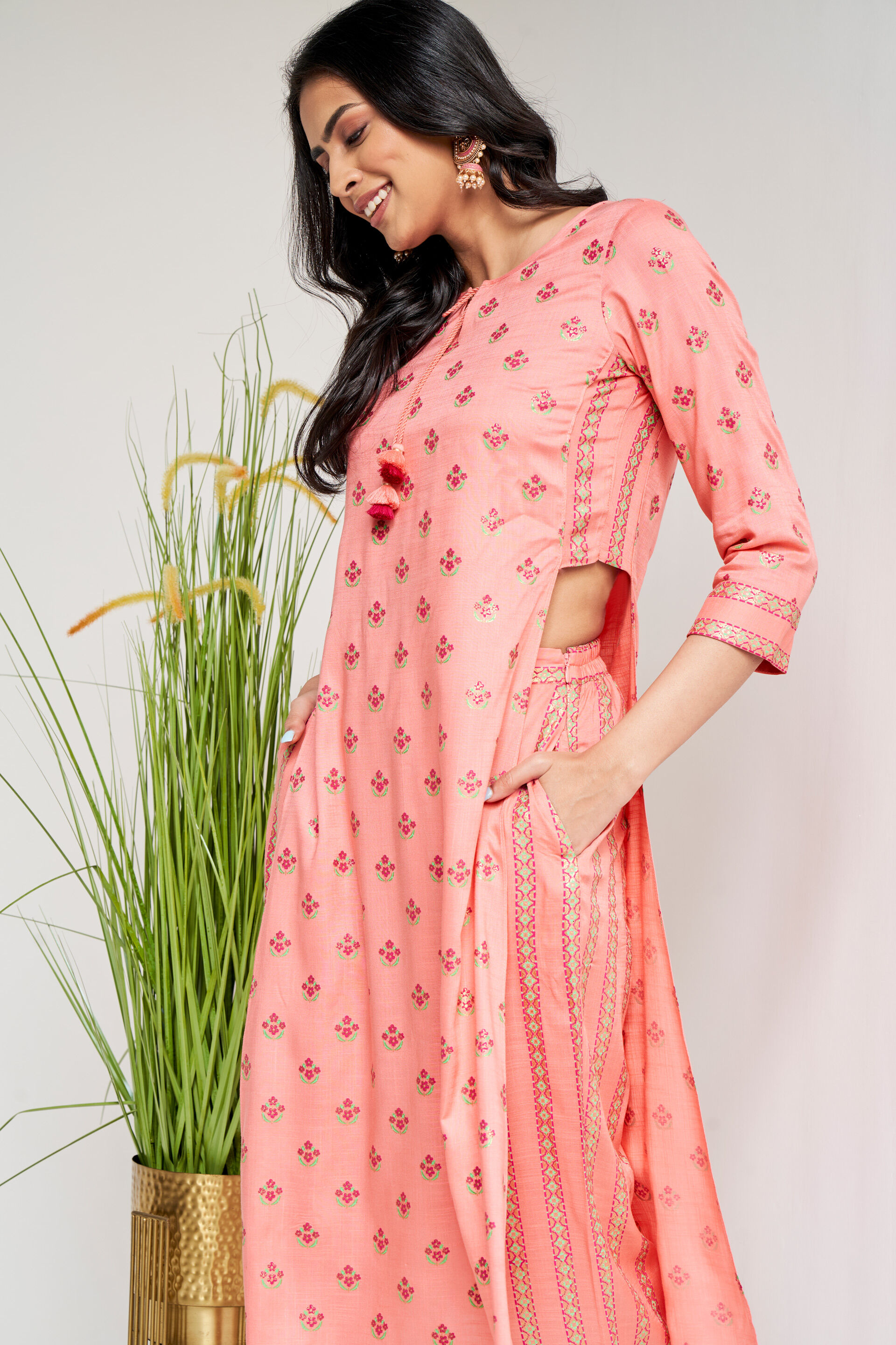 Coral Floral Straight Set, Coral, image 4