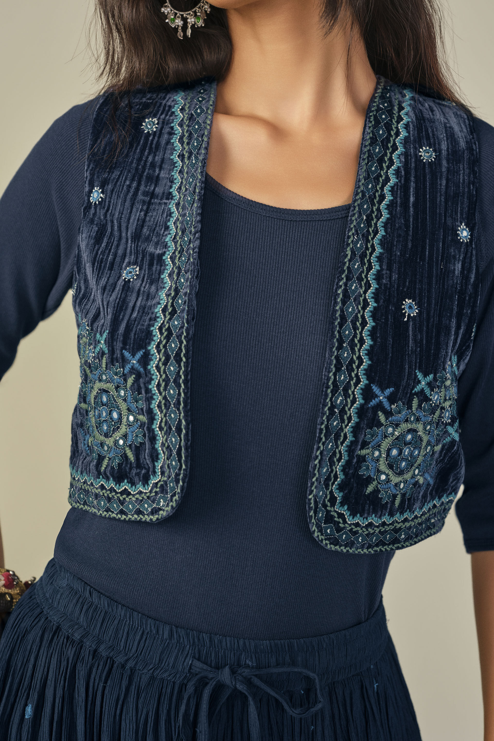 Embroidered Waistcoat in Indigo, Indigo, image 2