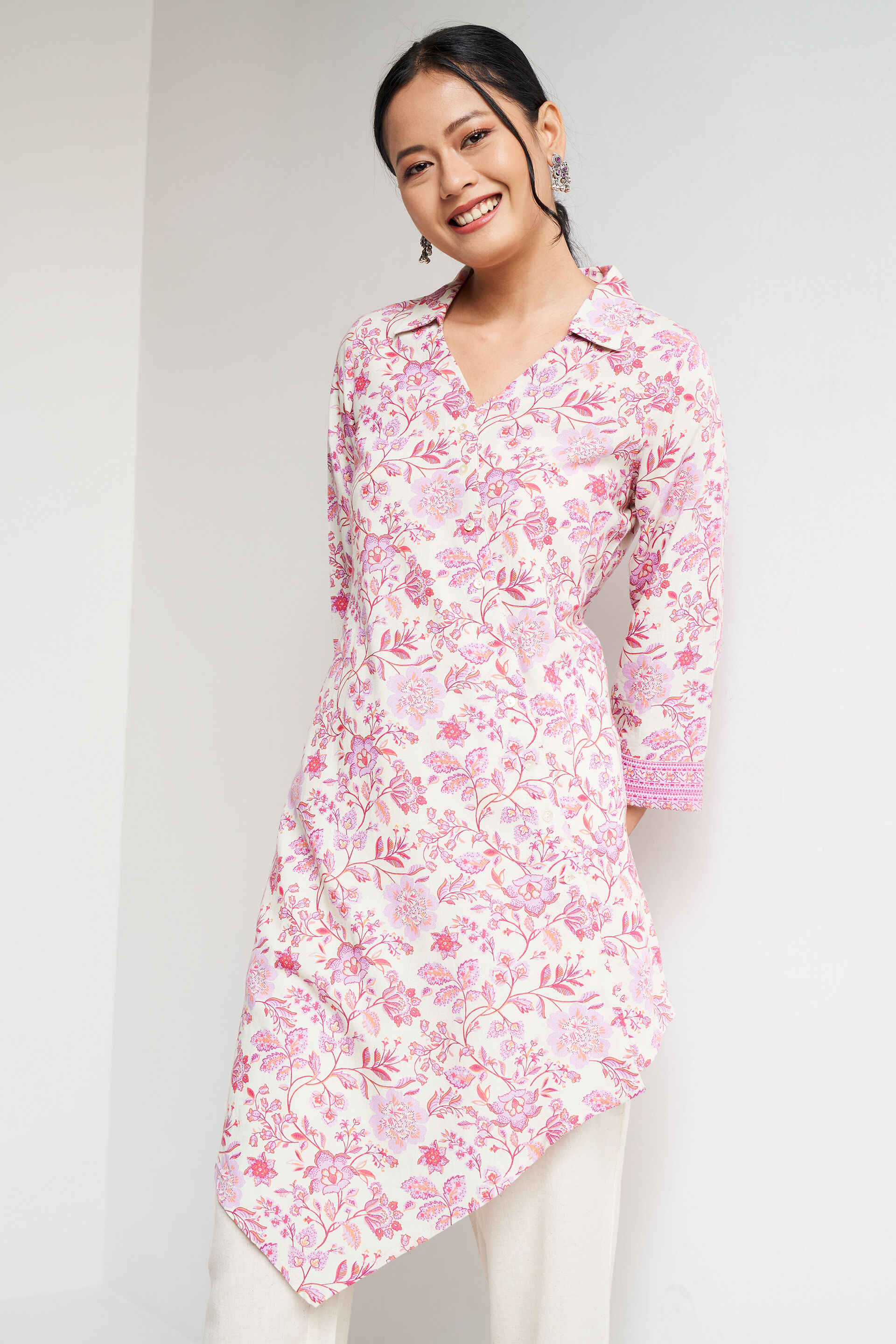 Lilac Floral A-Line Tunic, Lilac, image 2