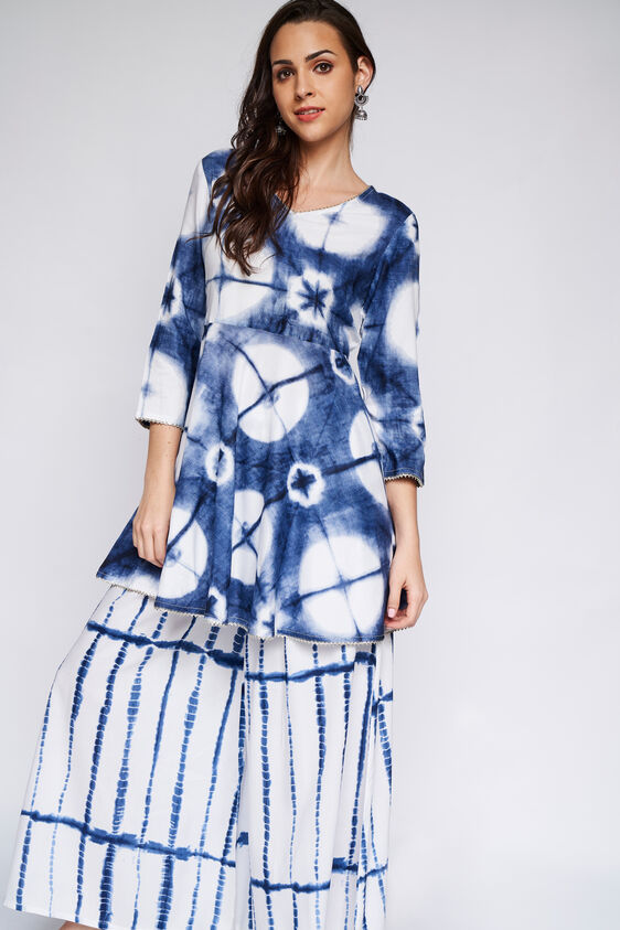 Indigo Tie & Dye Peplum Suit Set, Indigo, image 3