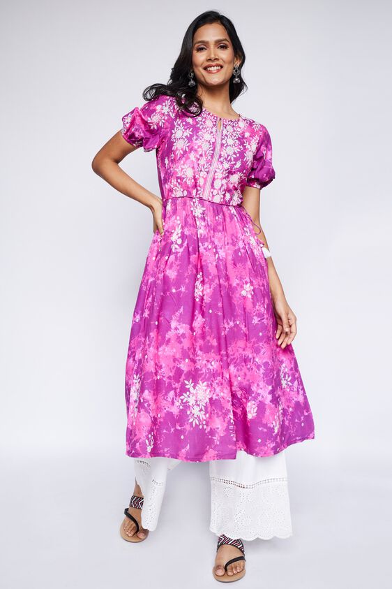 5 - Magenta Tie & Dye Fit & Flare Dress, image 5