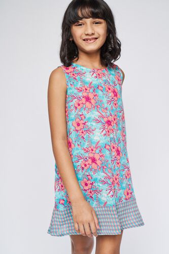 2 - Aqua Floral Straight Dress, image 2