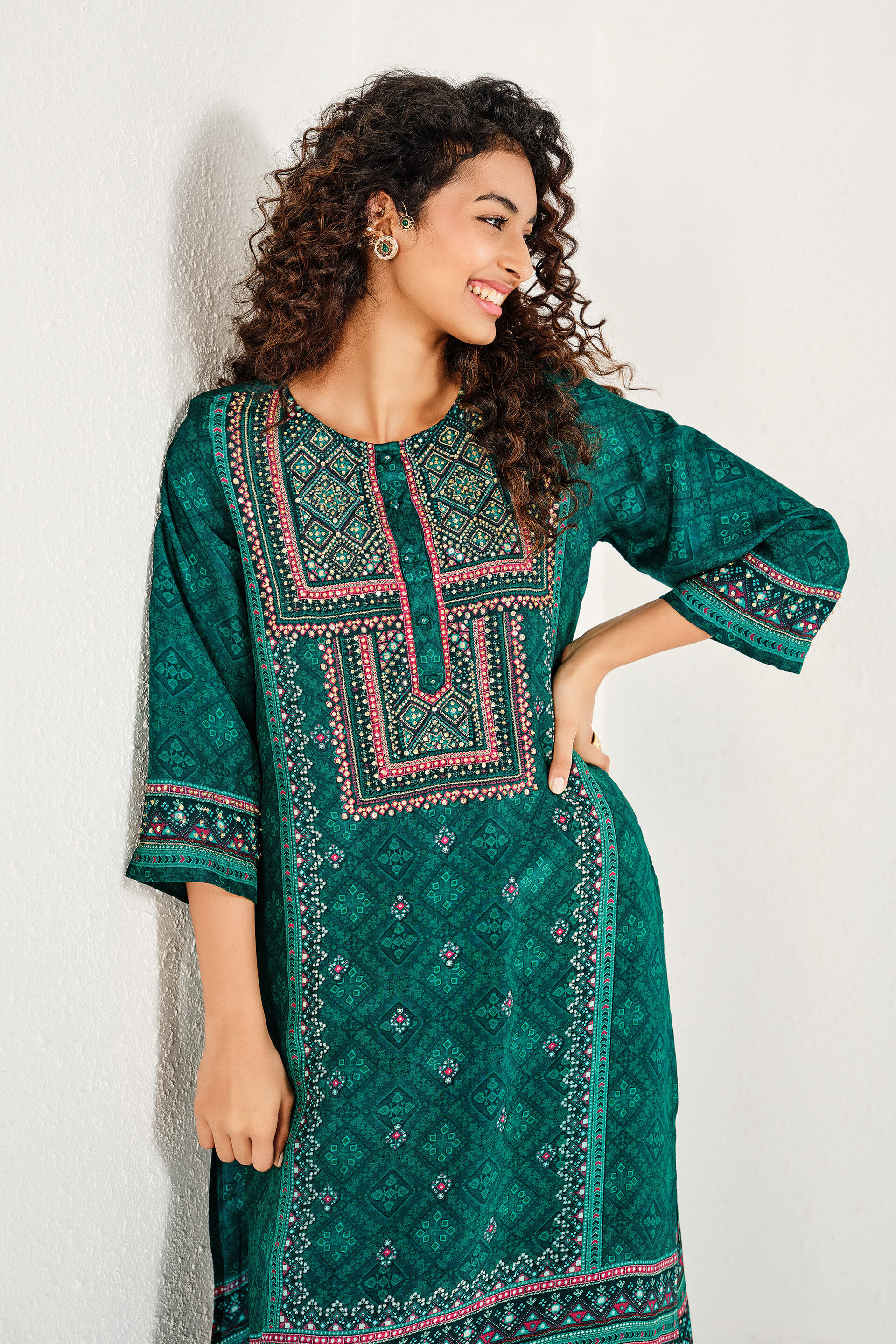 Dahlia Green Kurta Set, Green, image 2