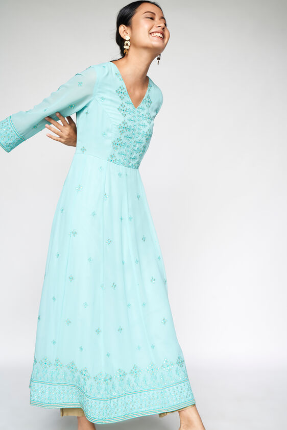 6 - Powder Blue Embroidered Fit and Flare Gown, image 6