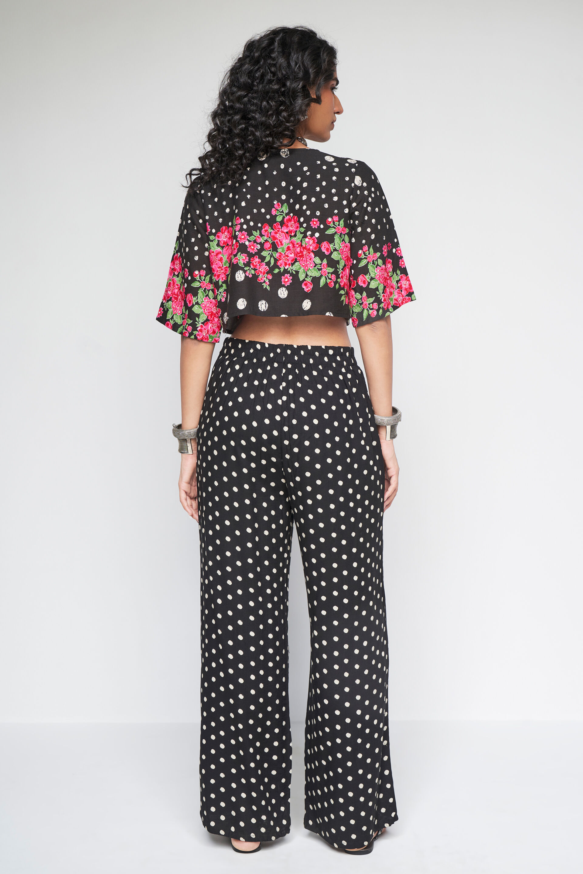 Black Floral-Polka Co-ords Set, Black, image 6