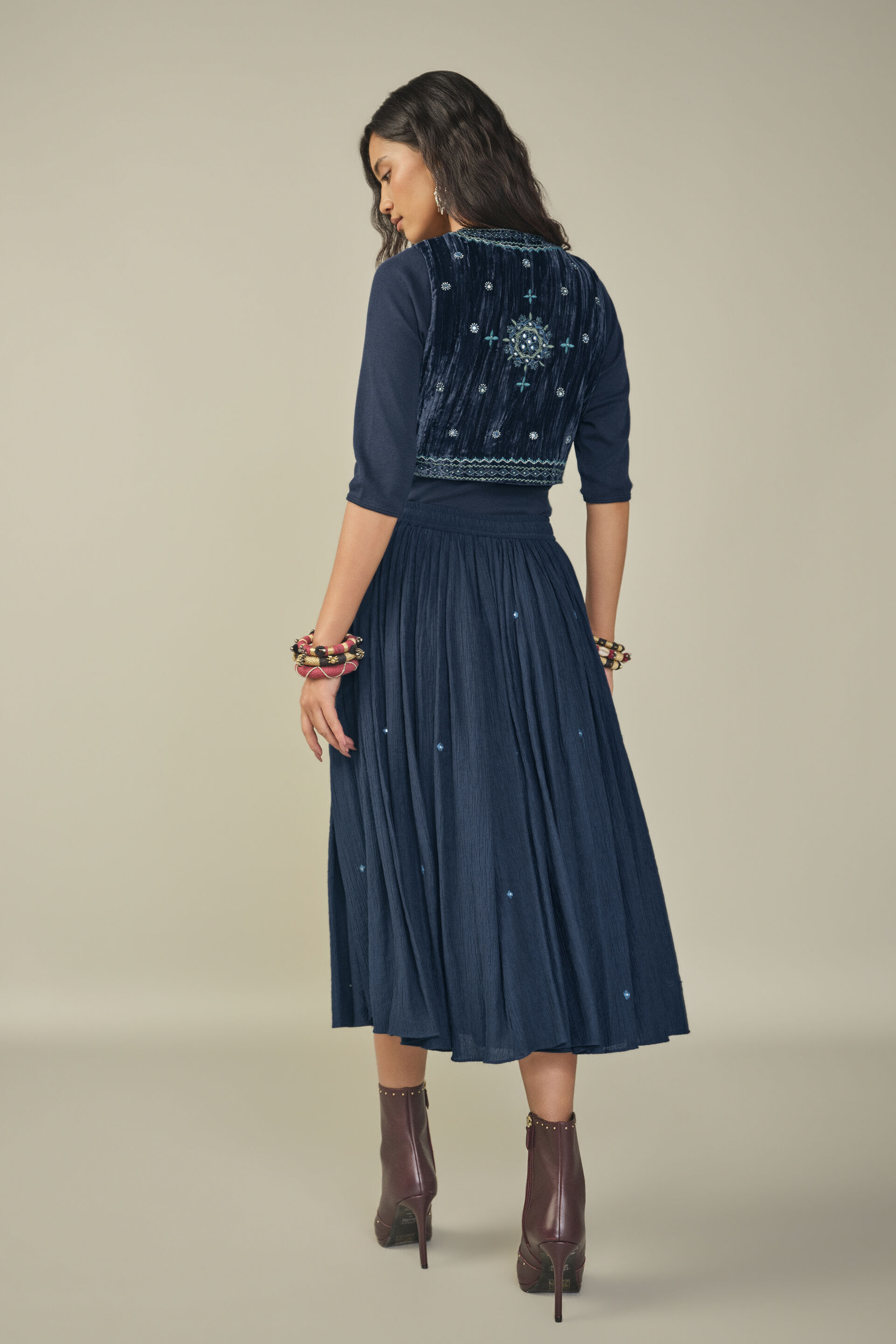 Embroidered Waistcoat in Indigo, Indigo, image 6