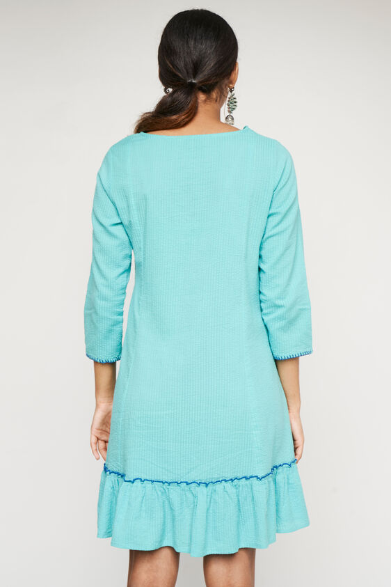 Aqua Solid Flared Dress, Aqua, image 4