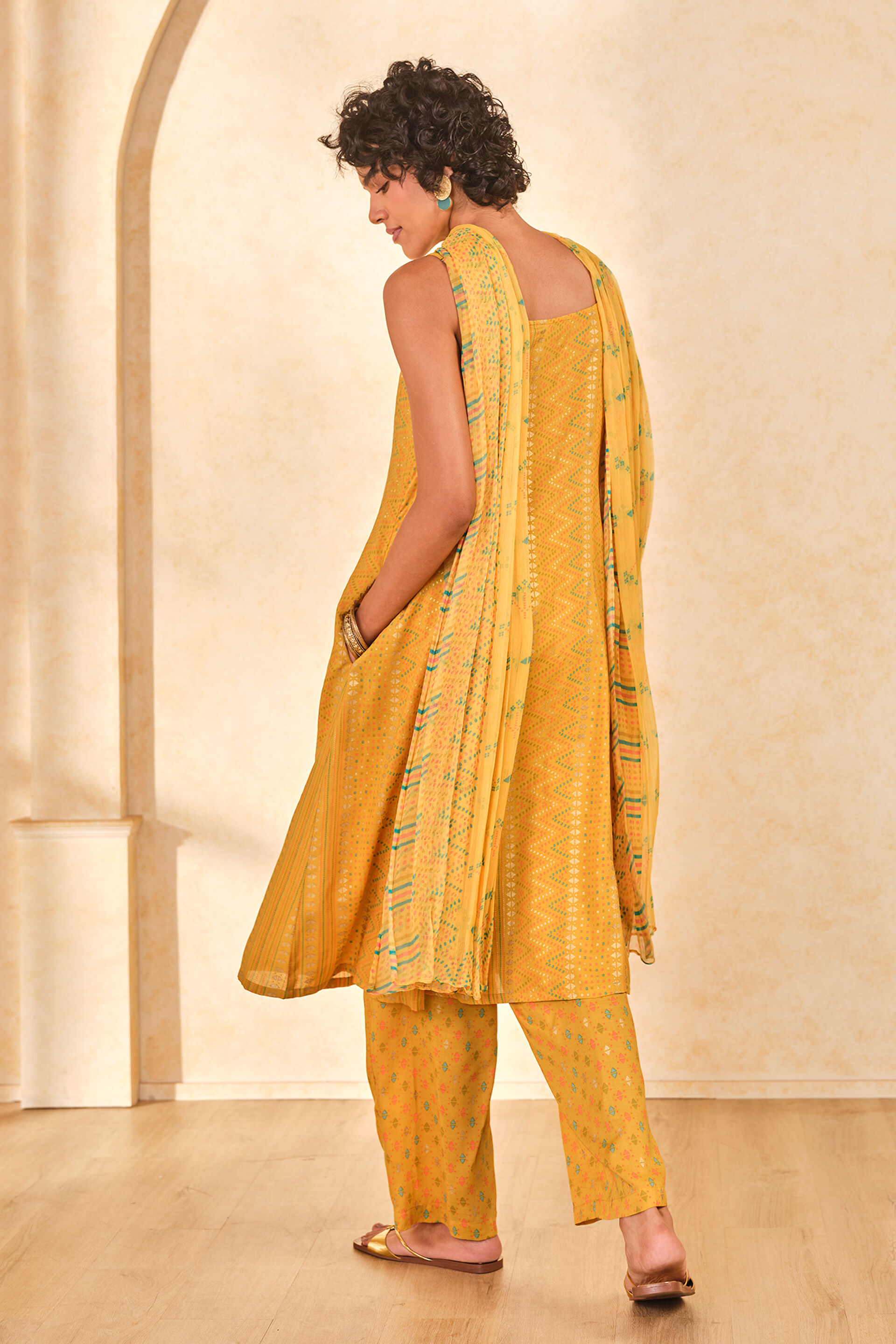 Amber Mustard Kurta Set​, Mustard, image 3