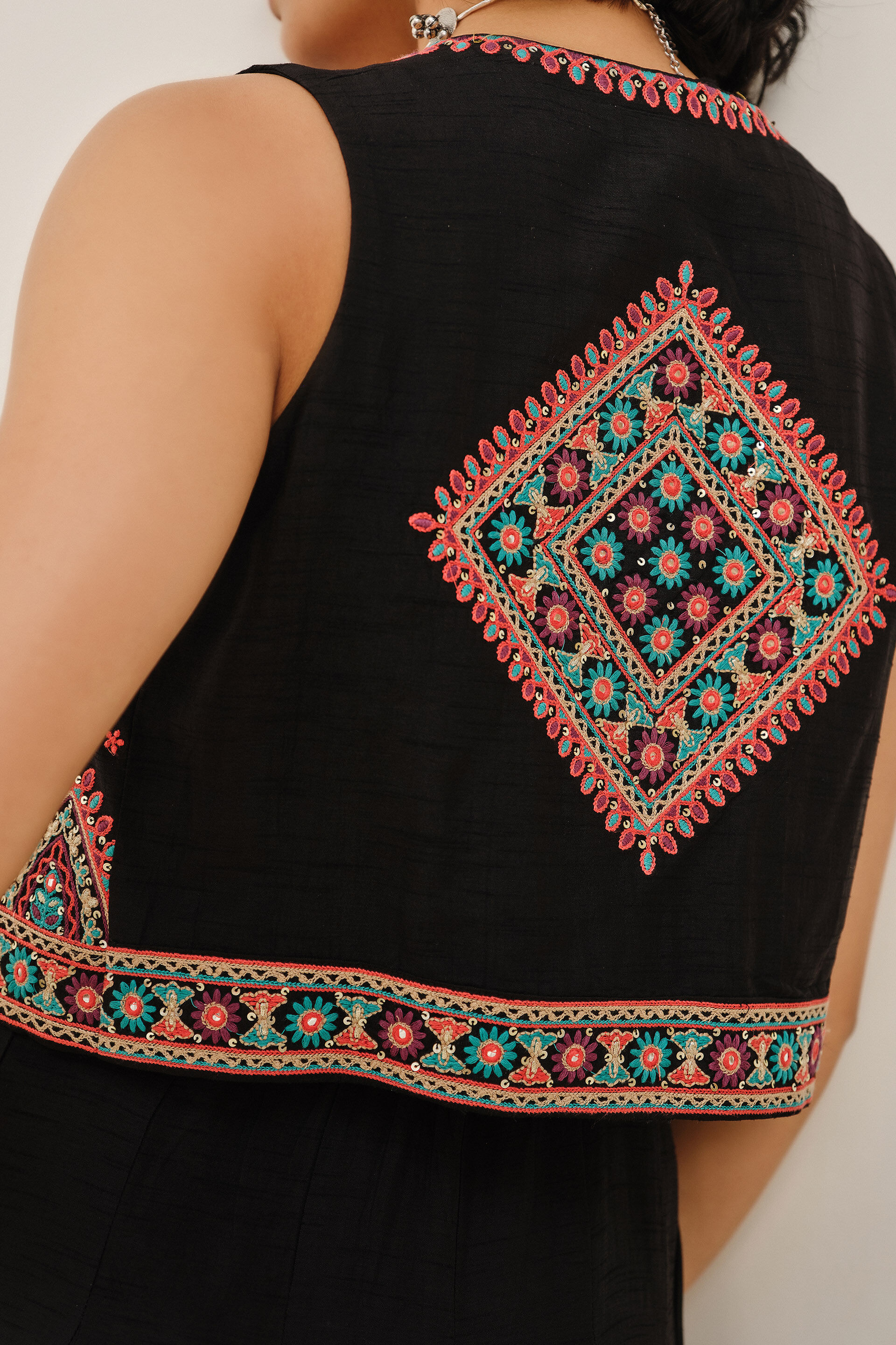 Chandni Raat Embroidered Maxi Dress, Black, image 6