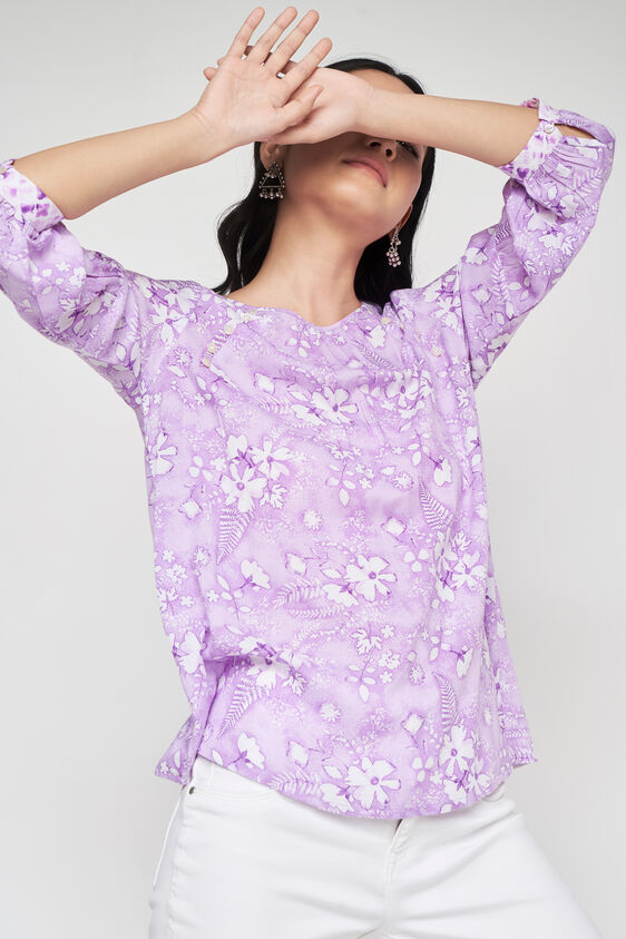 Lilac FLORAL Straight Top, Lilac, image 5