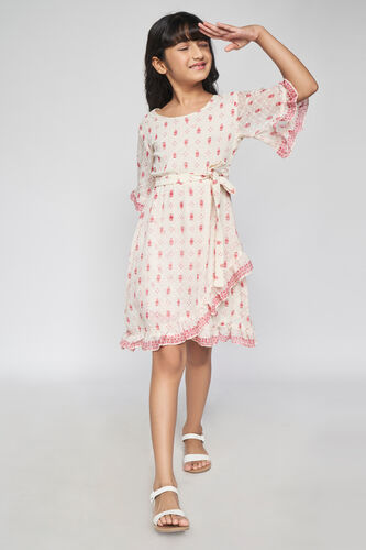 2 - Off White Ruffles Fit and Flare Dress, image 2