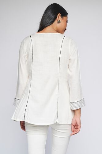 5 - Off White Solid Fit & Flare Top, image 5