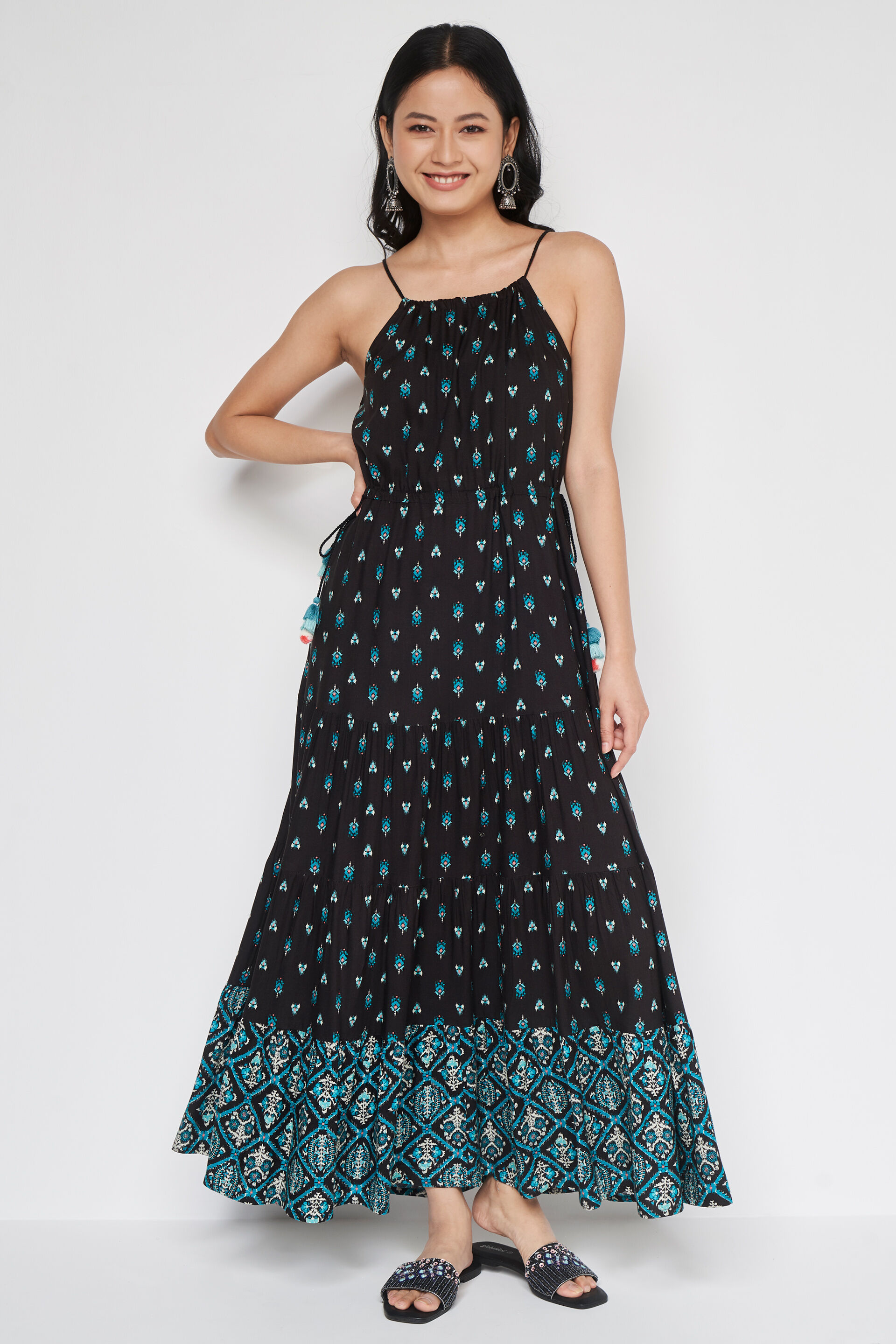 Global desi black maxi dress discount