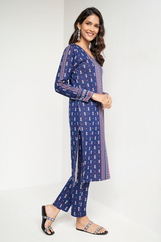 Navy Jacquard Straight Slip-On Suit, Navy Blue, image 4