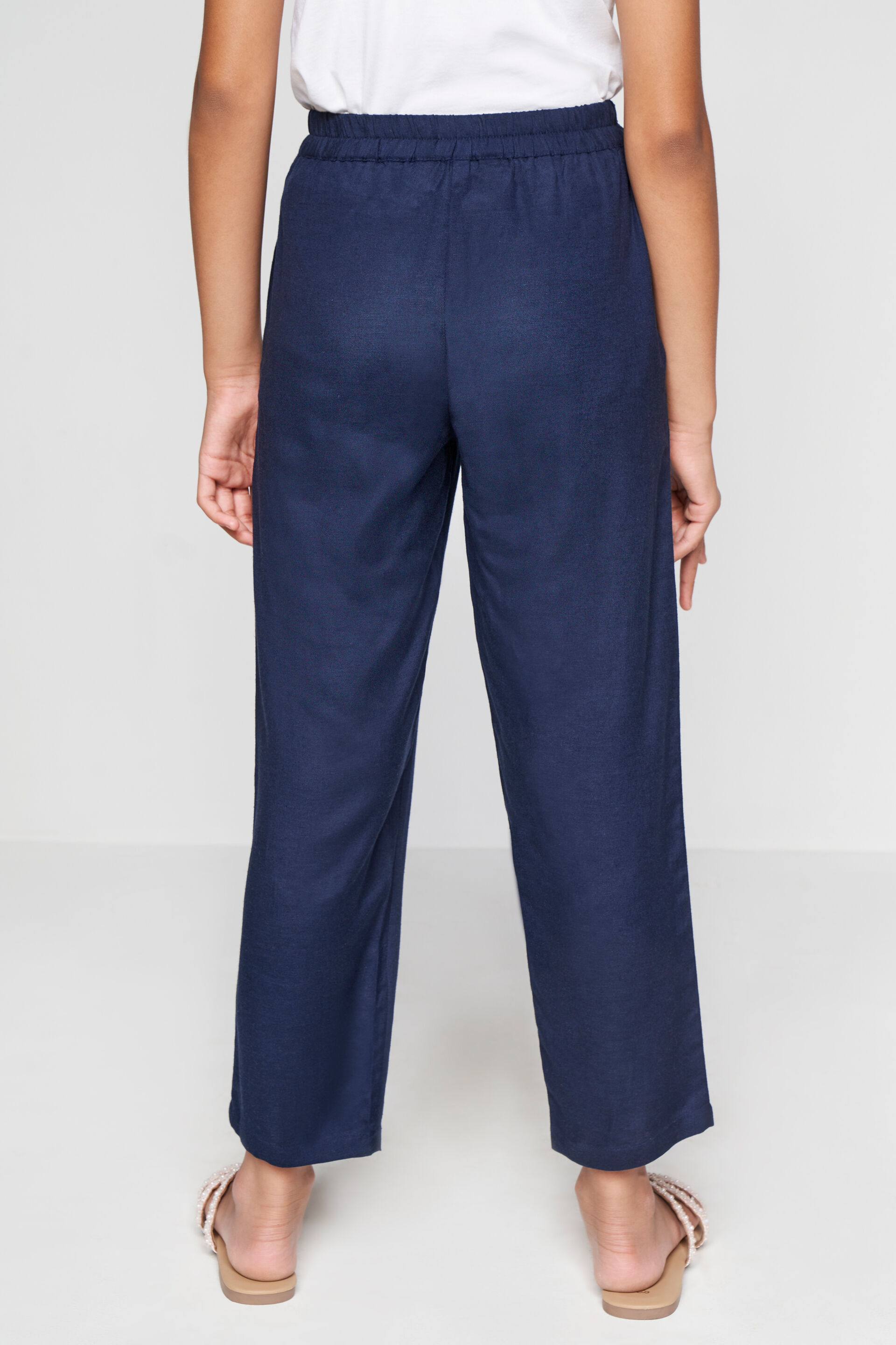 Navy Blue Straight-Fit Trousers, Navy Blue, image 4