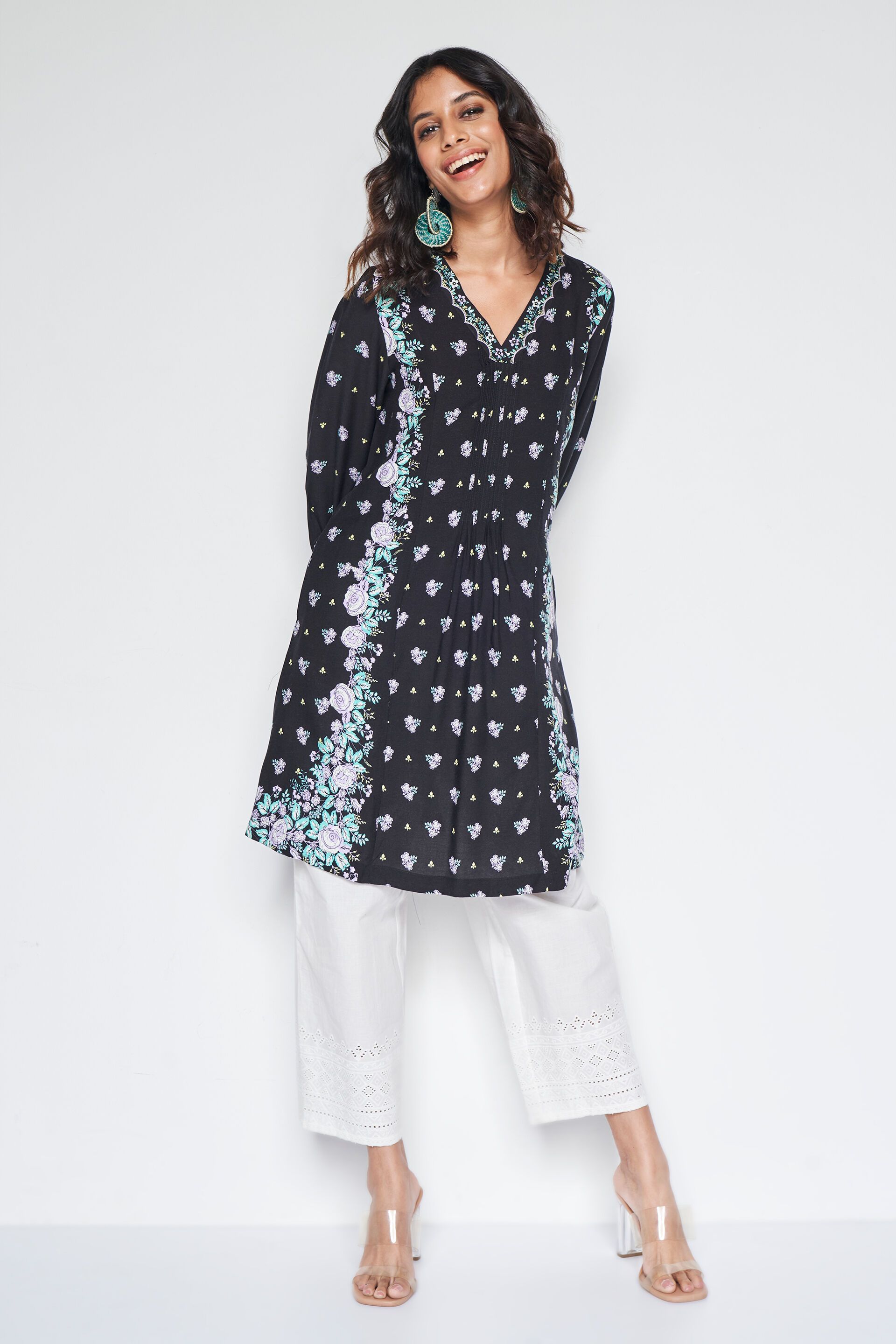 Gulbagh flared tunic, Black, image 6