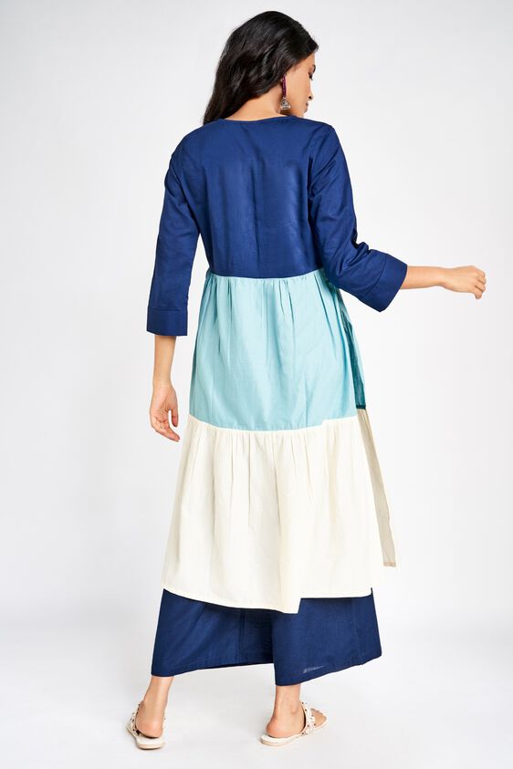 6 - Blue Embroidered Fit and Flare Kurta, image 6
