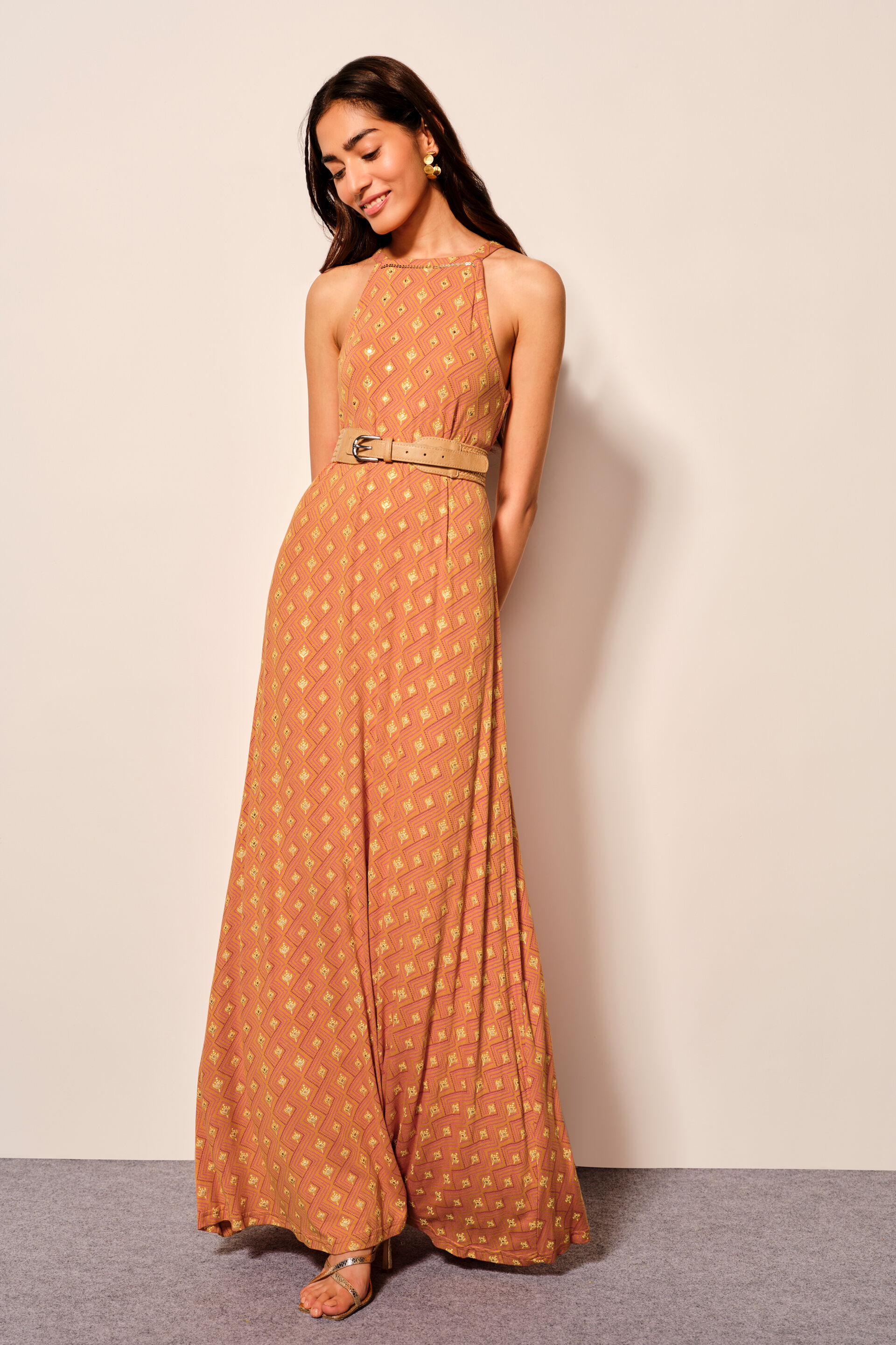 Mustard Flowy Knit Maxi Dress, Mustard, image 6