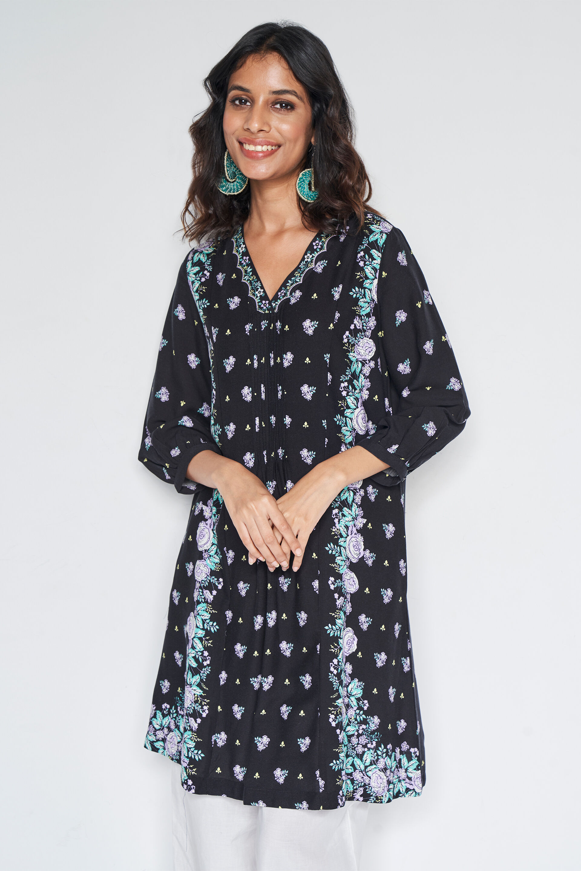 Gulbagh flared tunic, Black, image 7