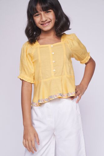 1 - Yellow Embroidered Solid Top, image 1