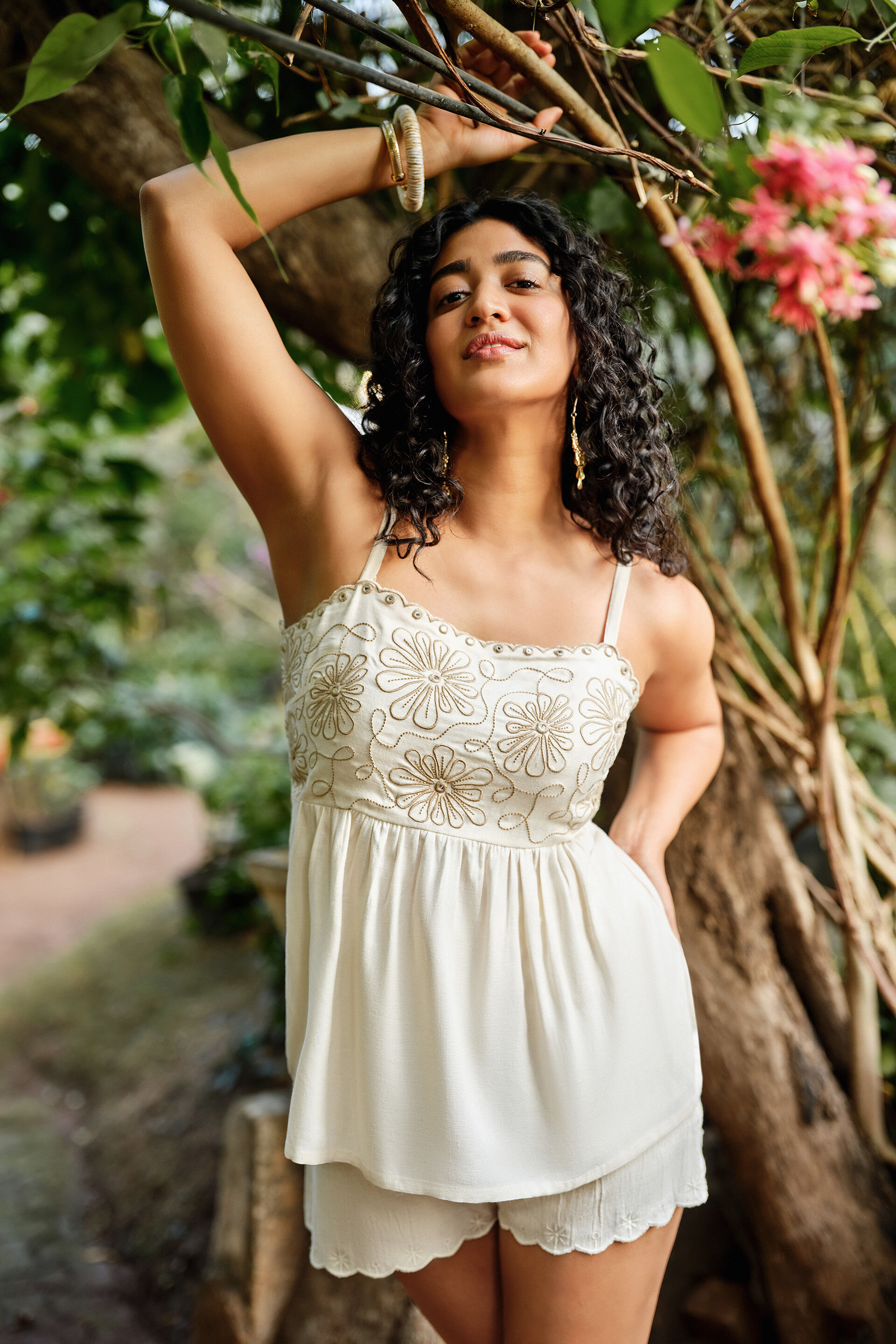 Blossom Off-White Embroidered Top, Off White, image 3