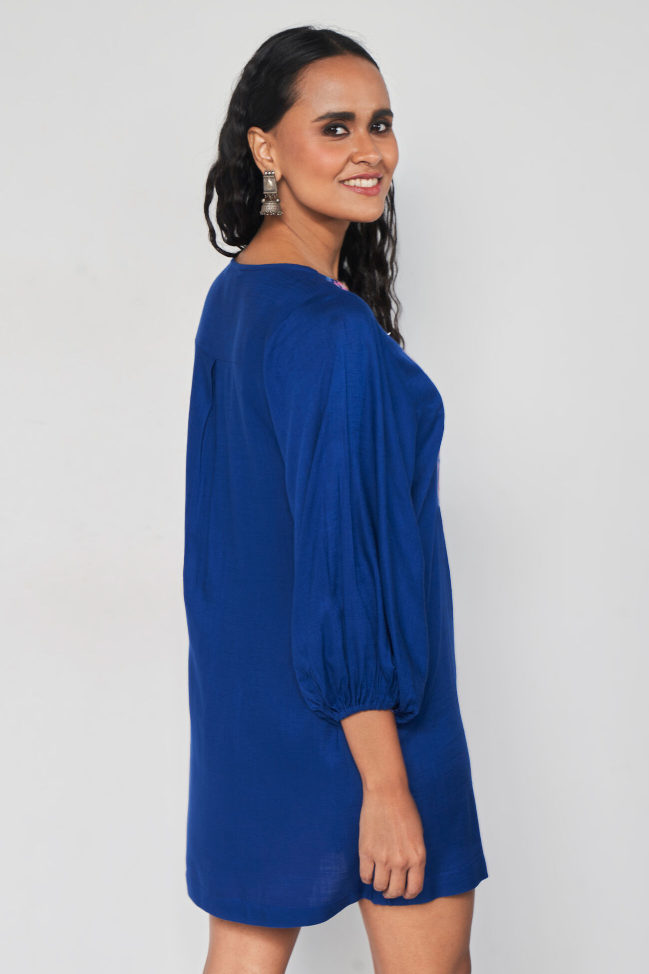 Vrishti Embroidered Dress, Blue, image 7