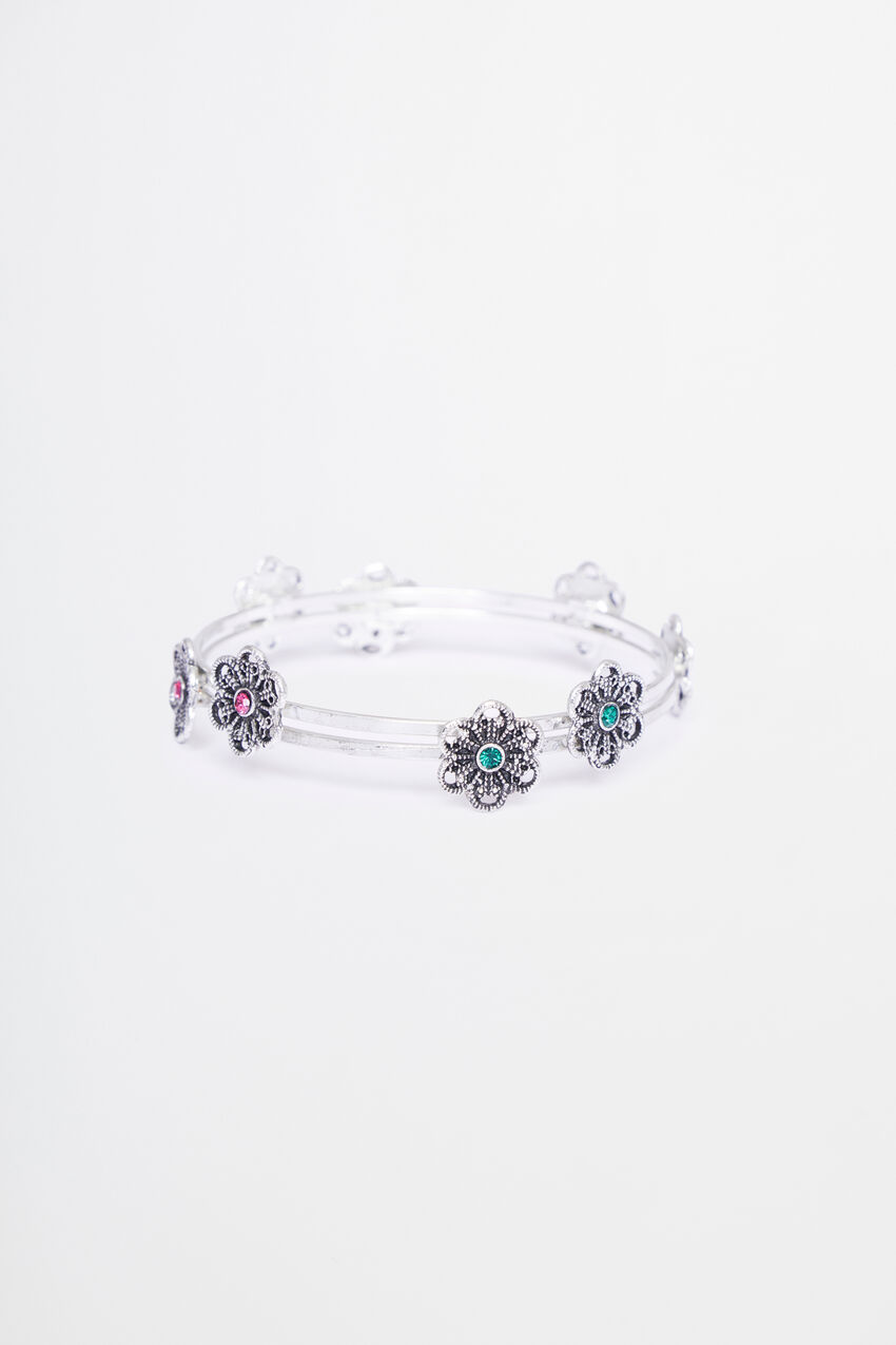 Silver Alloy and Stone Bracelet