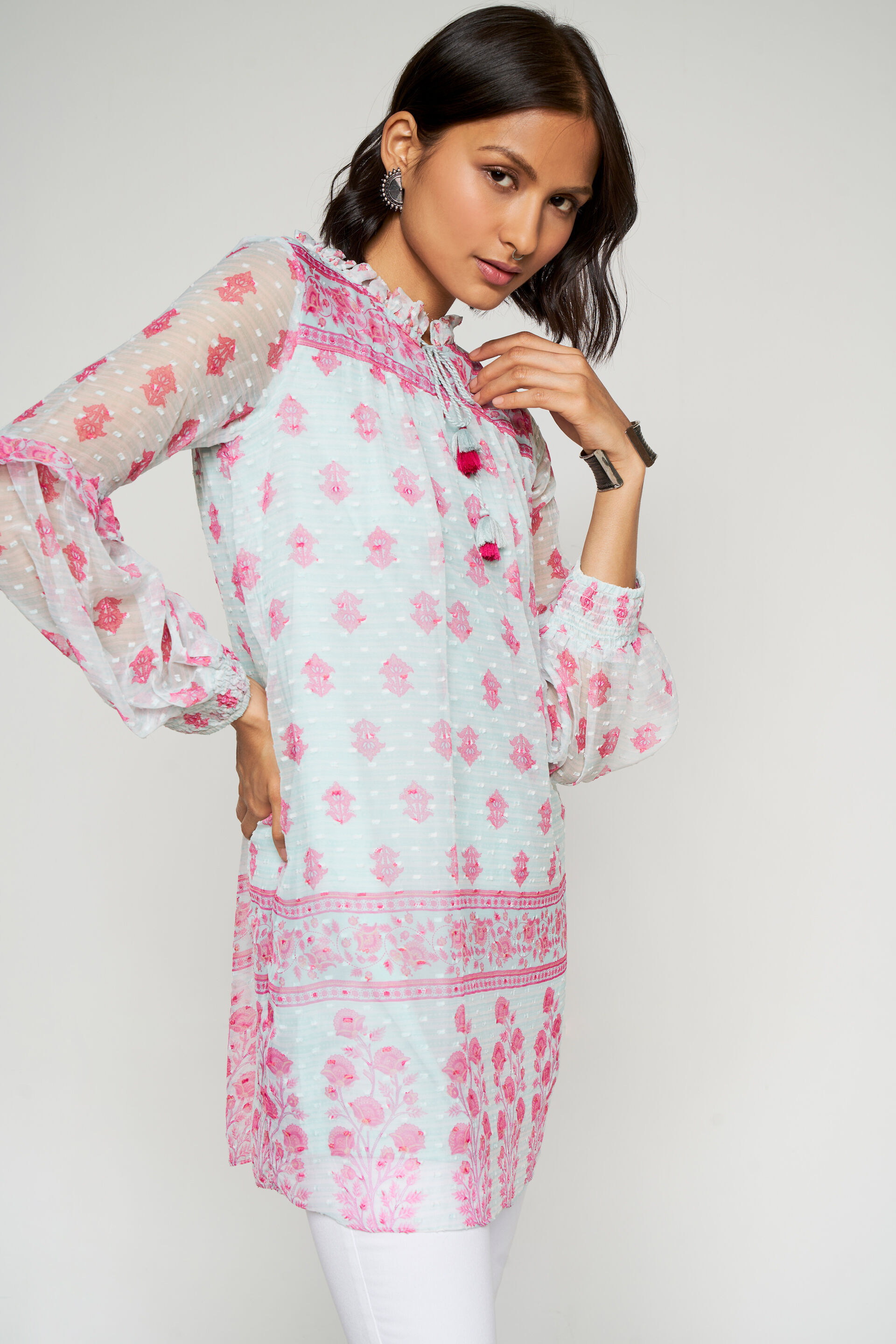 Mint Floral A-Line Tunic, Mint, image 4