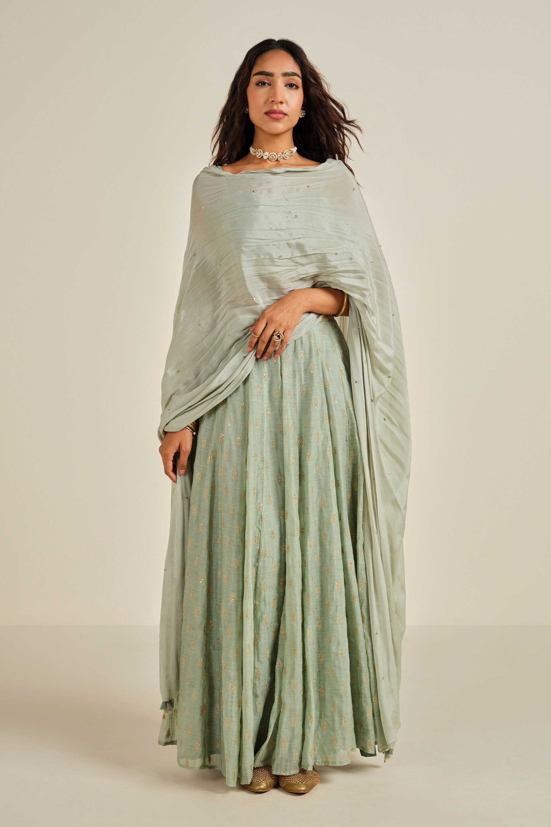 Sharmila Sage Green Skirt Set, Sage Green, image 2
