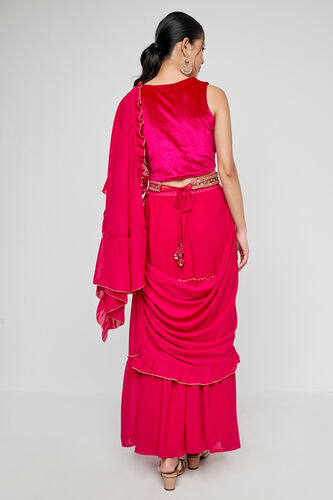 Hot Pink Solid Straight St Saree, Hot Pink, image 5