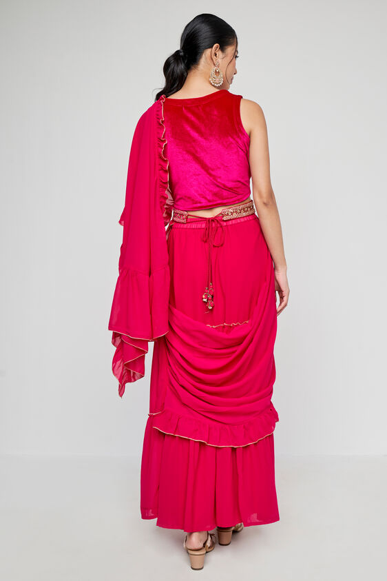 Hot Pink Solid Straight St Saree, Hot Pink, image 5
