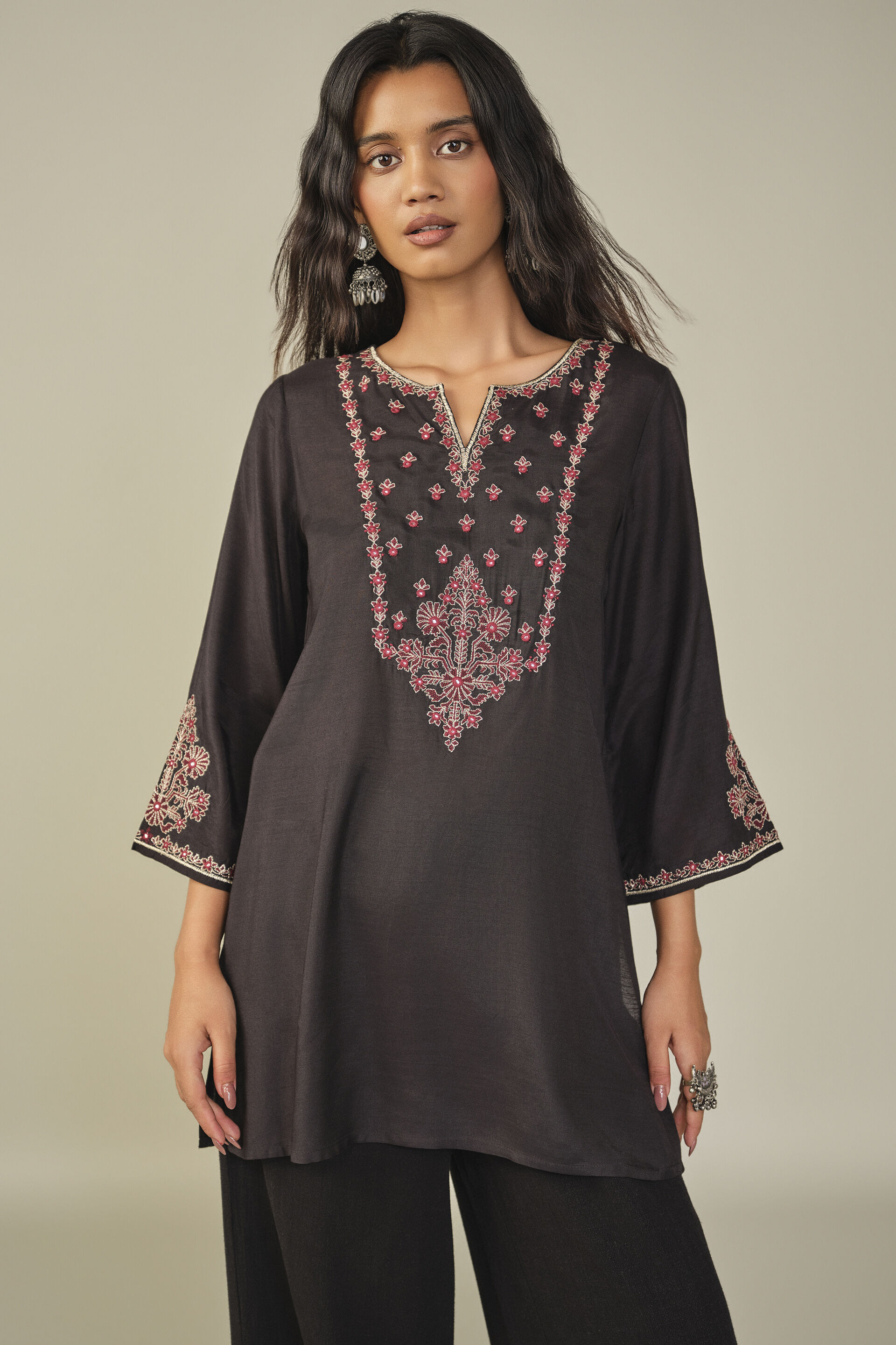 Embroidered Tunic in Black