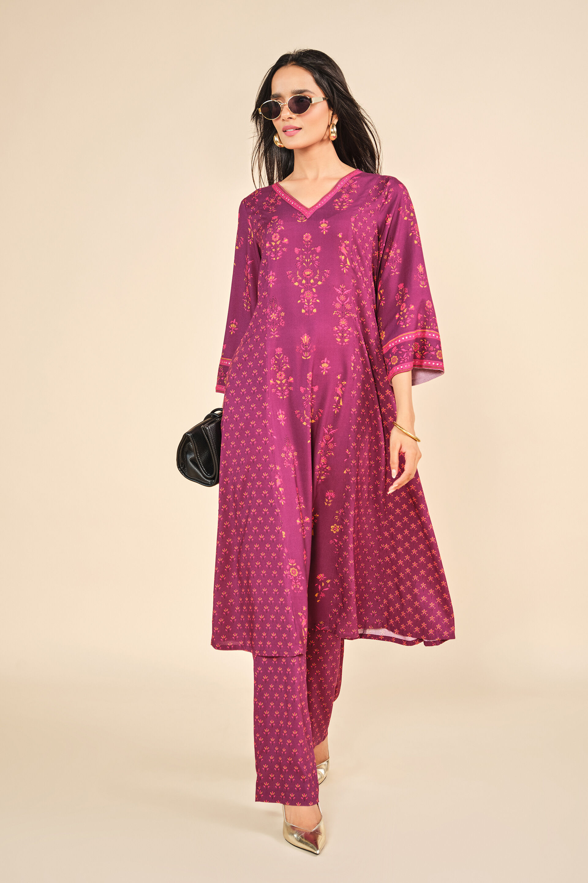Aashiqana Kurta Set, Wine, image 3