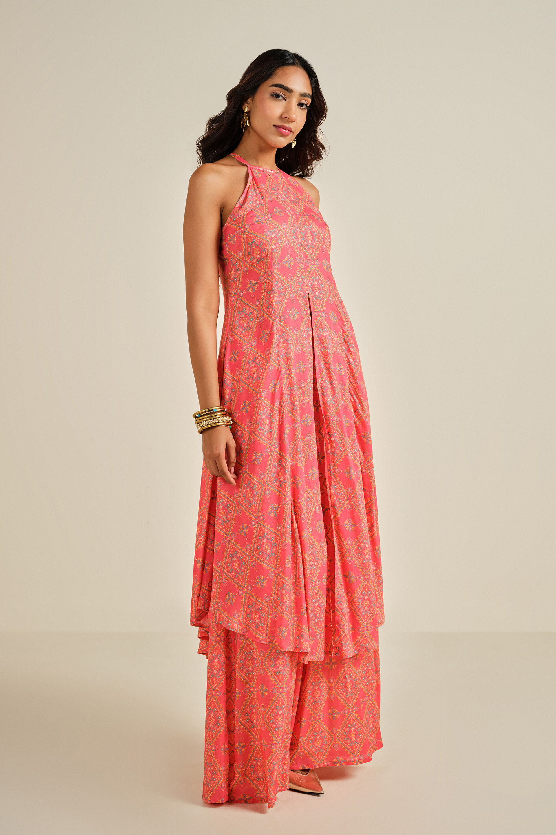 Samundar Kurta Set, Coral, image 2
