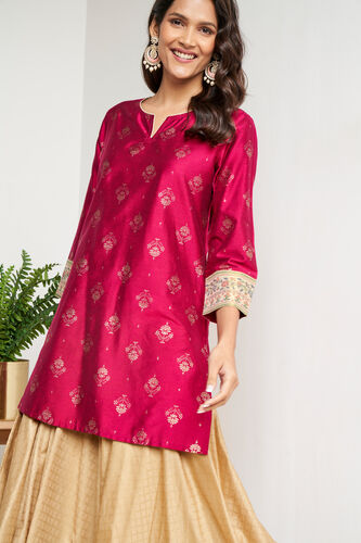 Magenta Foil Print Straight Slip-On Tunic, Magenta, image 5