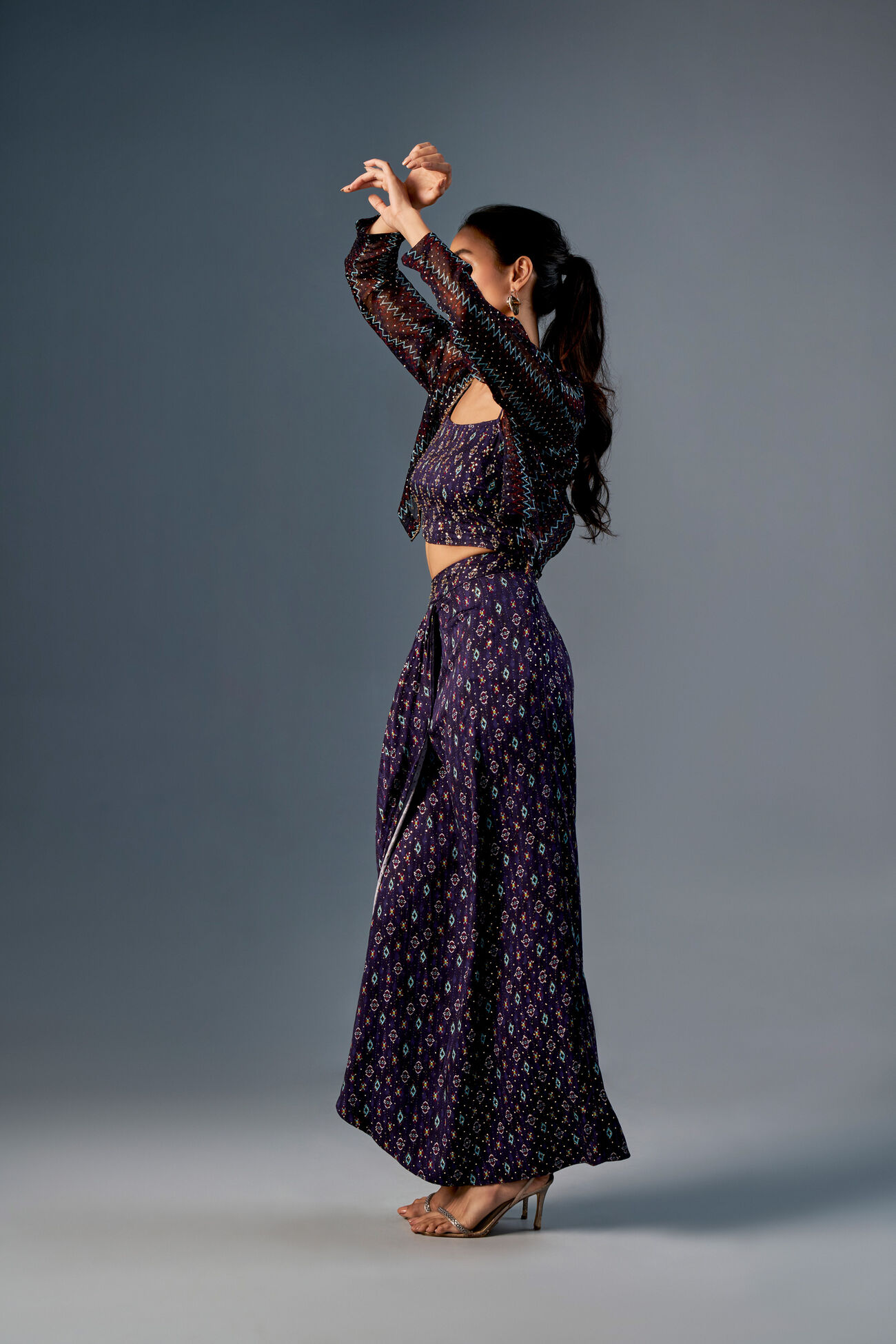 The Saree Skirt Set, Purple, image 3