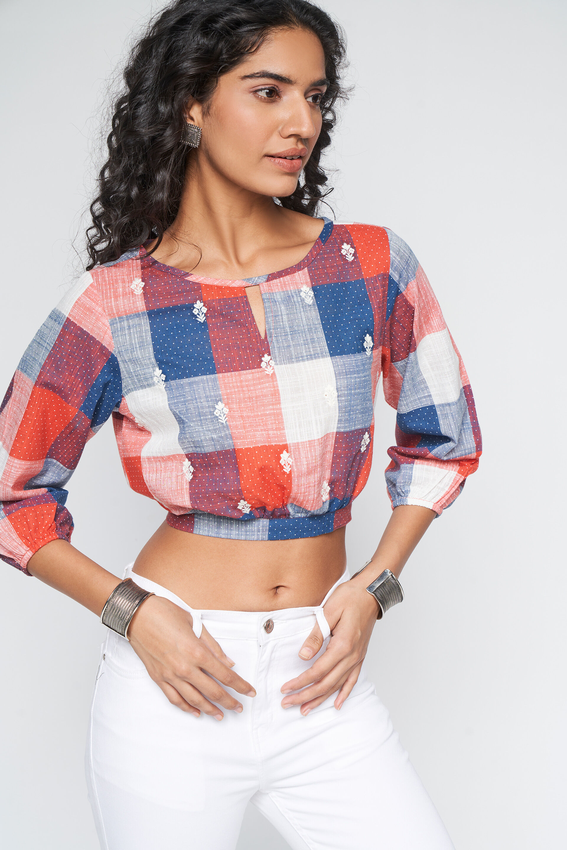 Multi Floral Straight Top, Multi Color, image 3