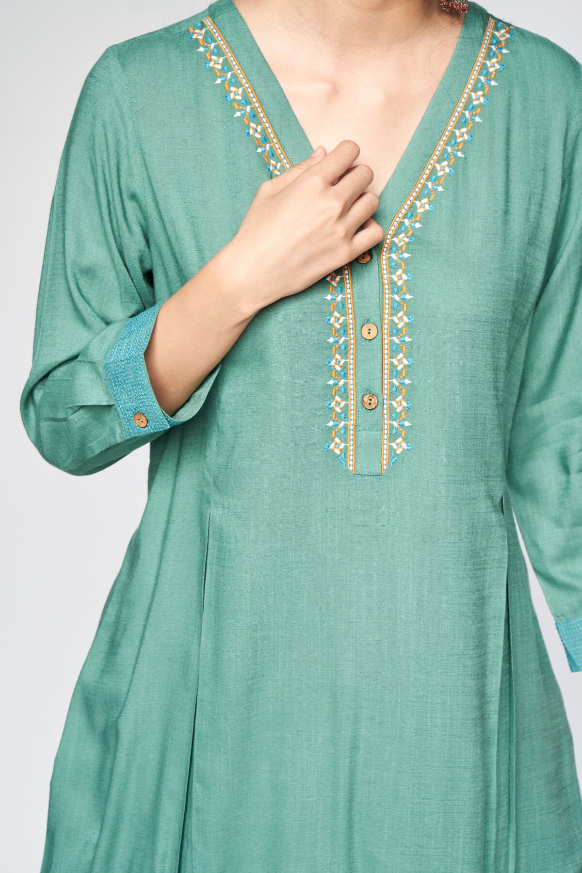 Global desi green kurta sales