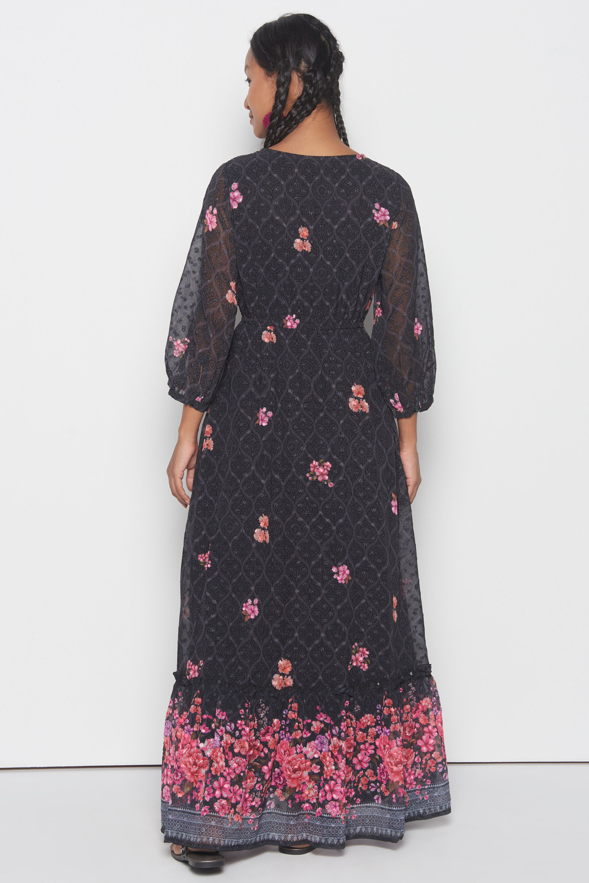 Floral Classic Dress, Black, image 6