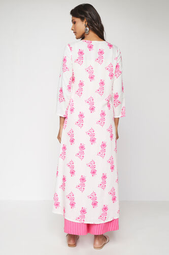 Pink Floral A-Line Kurta, Pink, image 5