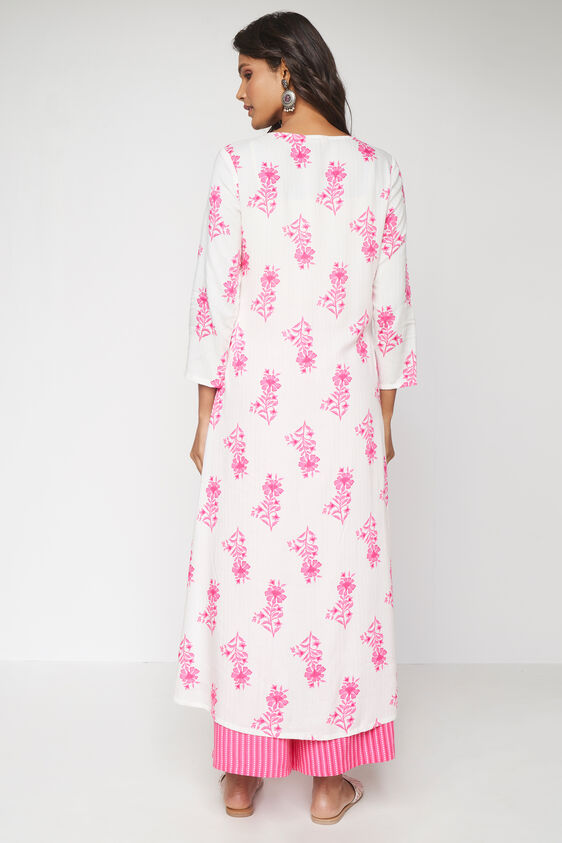 Pink Floral A-Line Kurta, Pink, image 5