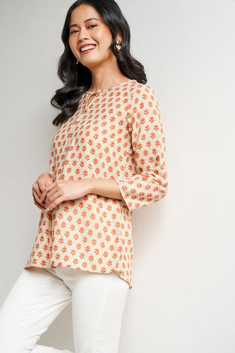 Coral Three-Quarter Sleeves Top, Coral, image 3